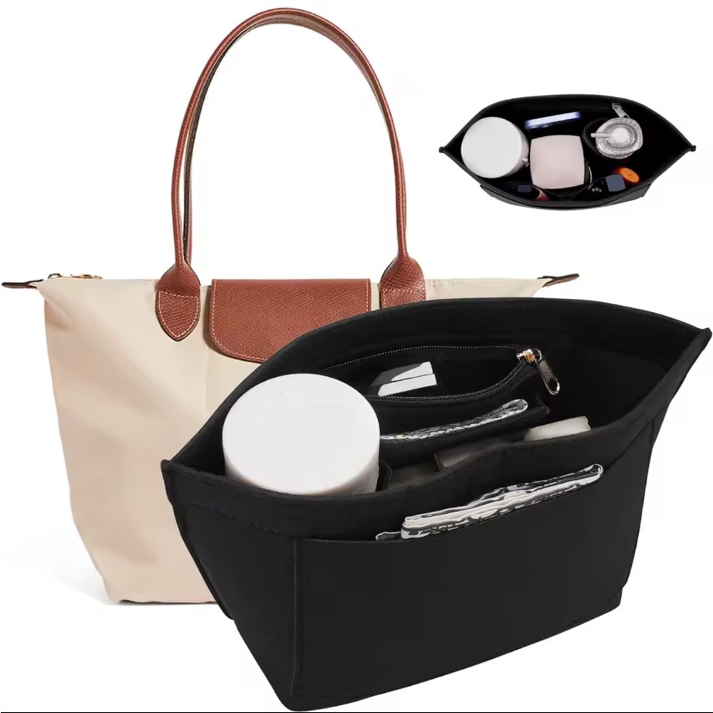 Longchamp Small Le Pliage Pouch Purse Felt Handbag Bag Insert Organizer - Picture 2 of 16